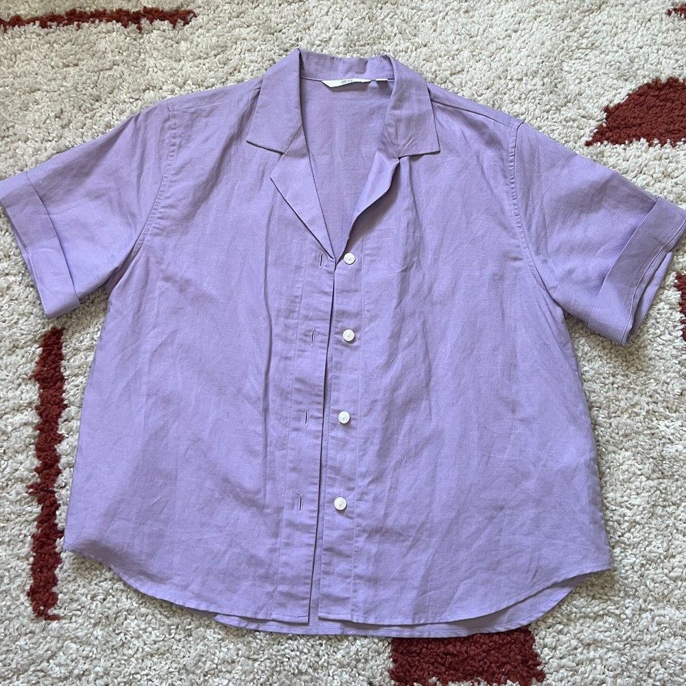 Uniqlo purple, short-sleeved skater shirt -- size XS